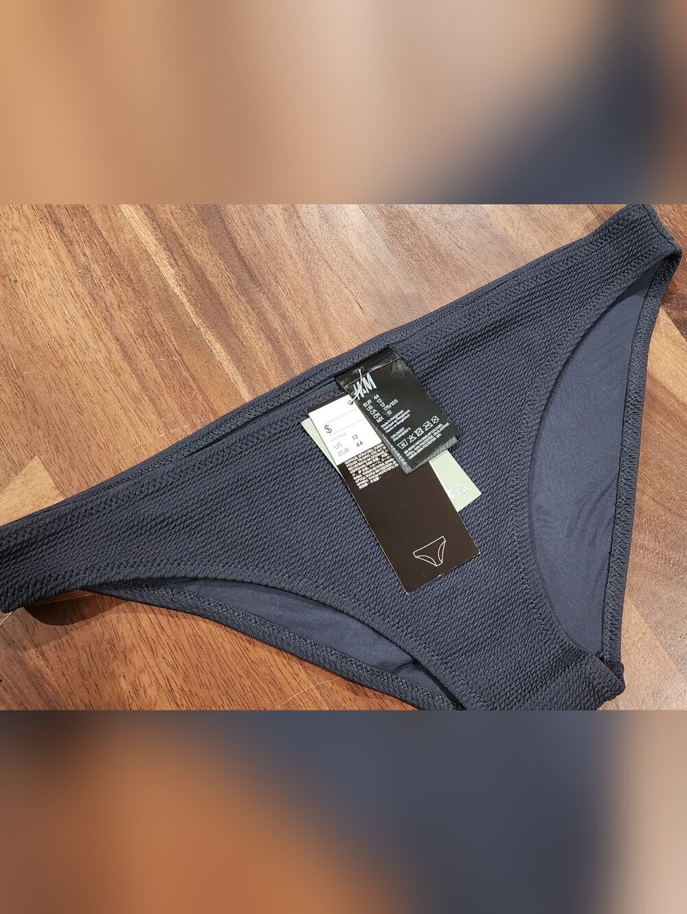 H&M Dark Navy Textured Bikini Bottom